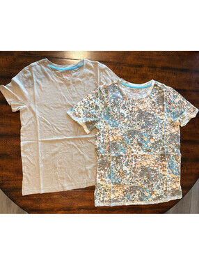 LOGO Lori Goldstein 2 Piece Cotton Tee Shirt Set Print Solid QVC A718217 Size XS